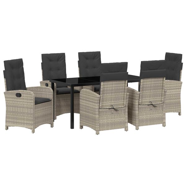 vidaXL Conjunto de Comedor de Jard&iacute;n 7 pcs Gris Claro rat&aacute;n sint&eacute;tico