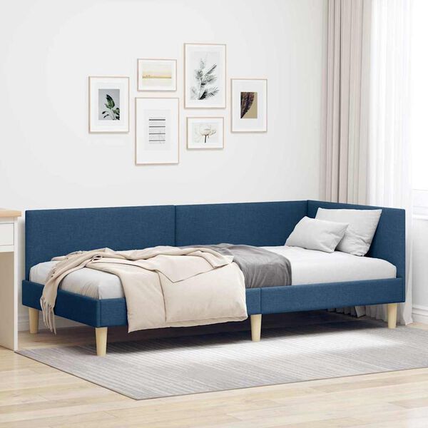 vidaXL Estructura de cama en esquina Azul 90 cm x 190 cm Terciopelo