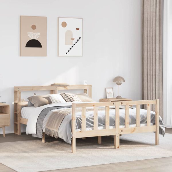 vidaXL Estructura de cama sin colch&oacute;n madera de pino blanco 150x200 cm