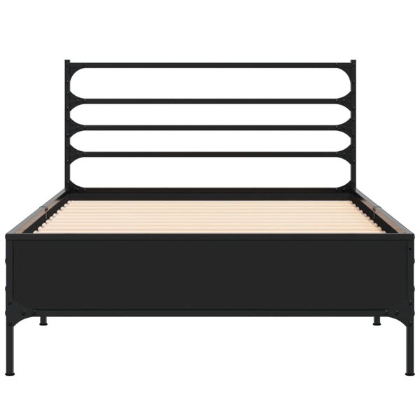 vidaXL Estructura de cama madera de ingenier&iacute;a y metal negra 75x190 cm
