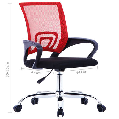 vidaXL Silla de oficina con respaldo de malla y tela roja