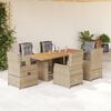 vidaXL Set comedor de jard&iacute;n 7 pzas con cojines rat&aacute;n sint&eacute;tico beige