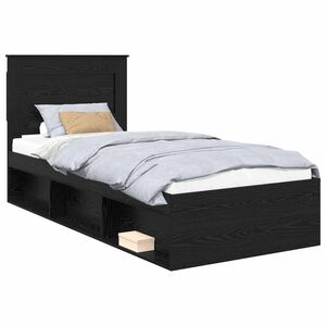 vidaXL Estructura de cama Liso Negro 90 x 200 cm Madera de pino macizo