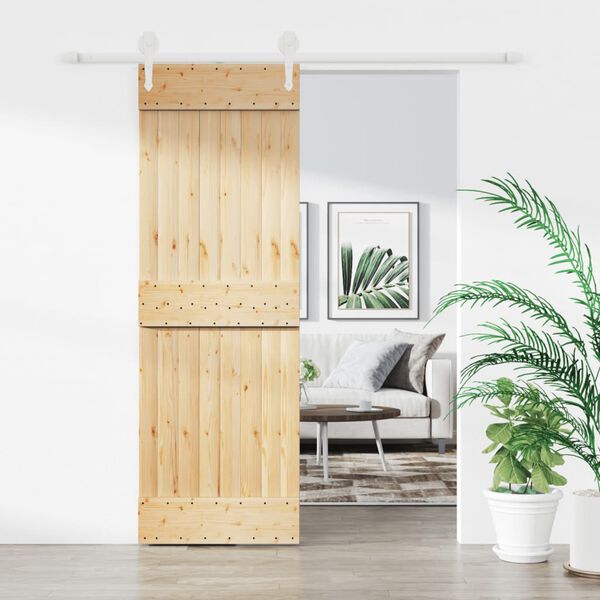 vidaXL Puerta corredera con herrajes madera maciza de pino 70x210 cm