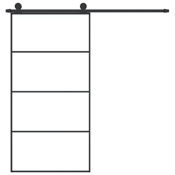 vidaXL Puerta corredera set herrajes vidrio ESG aluminio 102,5x205 cm