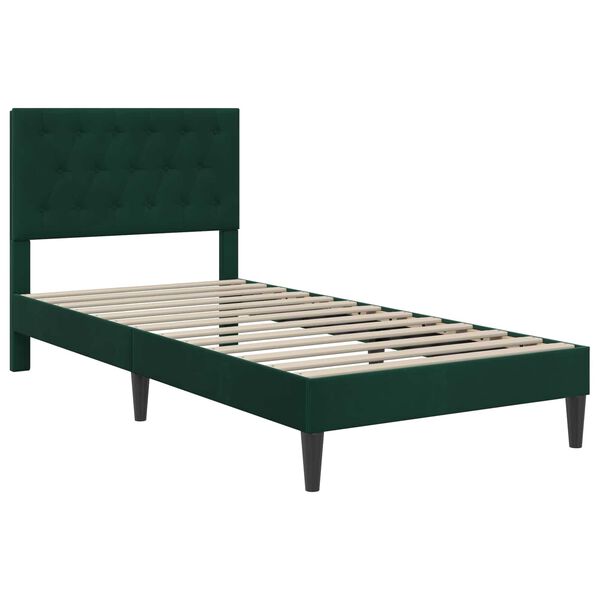 vidaXL Estructura de cama con colch&oacute;n Verde oscuro 90 x 190 cm