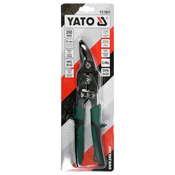 YATO Tijeras de hojalatero figure derecha verde 260 mm