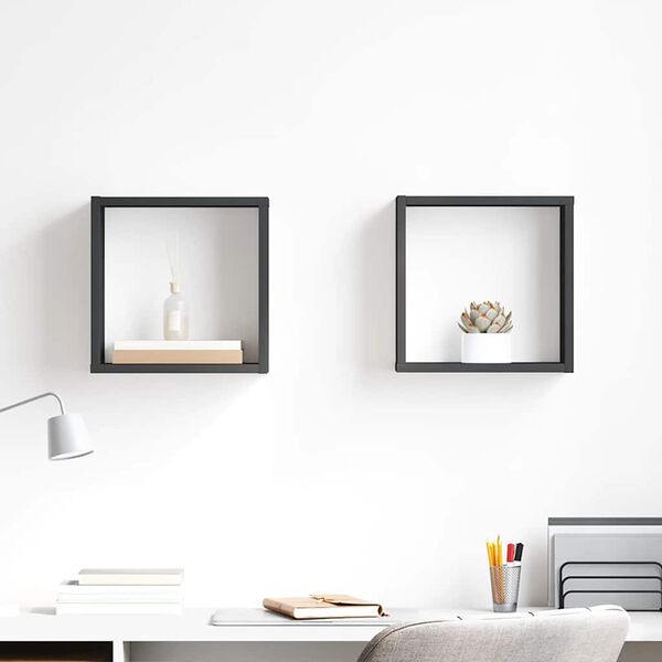 vidaXL Estantes cubo de pared 2 unidades gris 30x15x30 cm