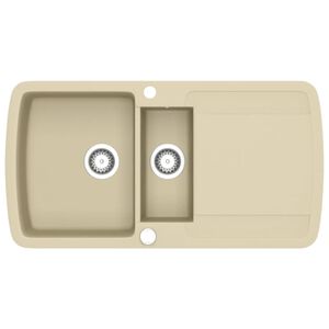 vidaXL Fregadero de cocina de granito con dos senos beige