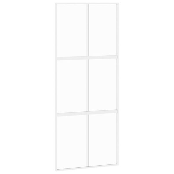 vidaXL Puerta corredera vidrio templado y aluminio blanca 90x205 cm