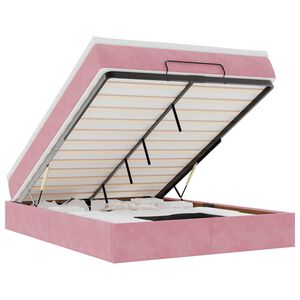vidaXL Estructura cama otomana con colch&oacute;n terciopelo rosa 140x190 cm