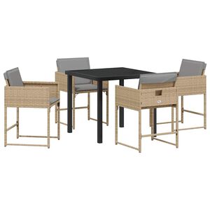 vidaXL Conjunto de Comedor de Jard&iacute;n 5 pcs Beige rat&aacute;n sint&eacute;tico