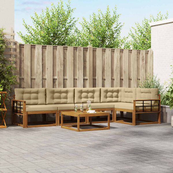 vidaXL Conjunto de sof&aacute;s de exterior con coj&iacute;n 6 pcs Natural y Beige