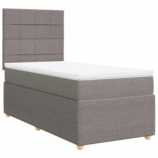 vidaXL Cama box spring con colch&oacute;n tela gris taupe 100x200 cm
