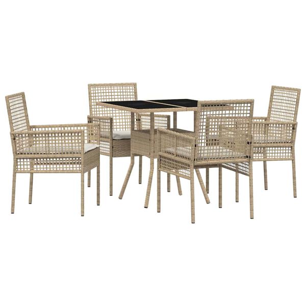 vidaXL Conjunto de Comedor de Jard&iacute;n 5 pcs Beige rat&aacute;n sint&eacute;tico