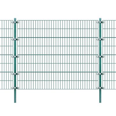 vidaXL Panel de valla y postes hierro recubrimiento polvo verde 6x1,6m