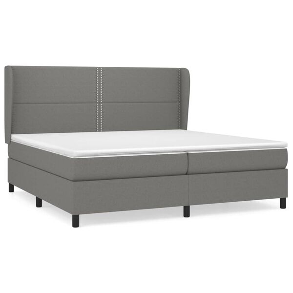 vidaXL Cama box spring con colch&oacute;n tela gris oscuro 200x200 cm