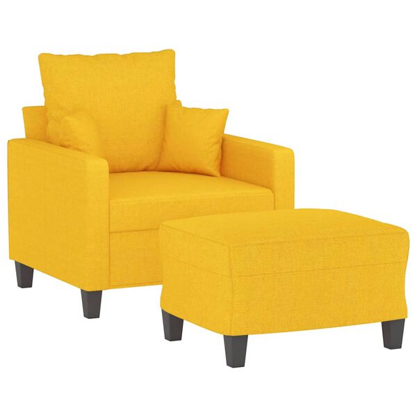 vidaXL Sill&oacute;n con taburete tela amarillo claro 60 cm