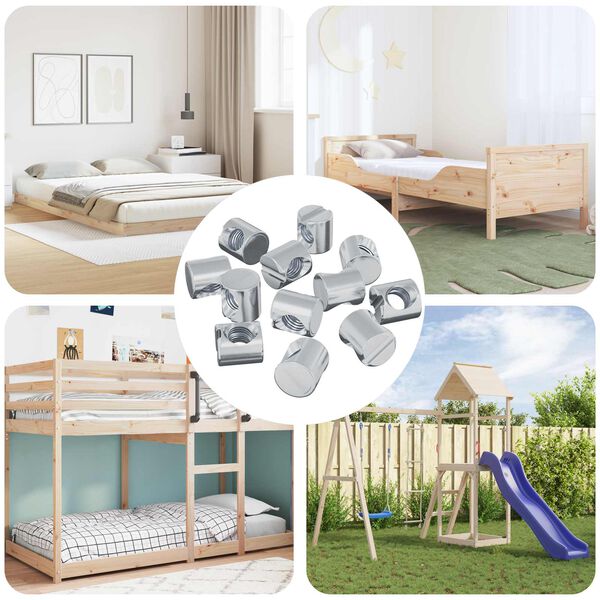 vidaXL Tuercas de barril 4500 pcs Plateado M6 x 12 mm Metal