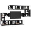 vidaXL Conjunto de mueble de TV Montaje en la pared 10 pcs Roble Negro