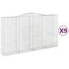 vidaXL Cestas de gaviones 9 uds forma de arco hierro 400x50x220/240 cm