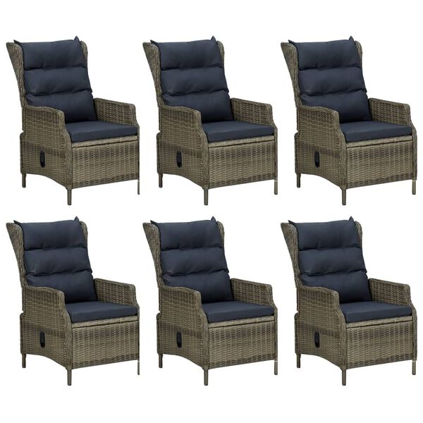 vidaXL Juego de comedor de jard&iacute;n 7 piezas rat&aacute;n sint&eacute;tico marr&oacute;n