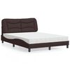 vidaXL Cama con colch&oacute;n Hvar tela marr&oacute;n oscuro 140x190 cm