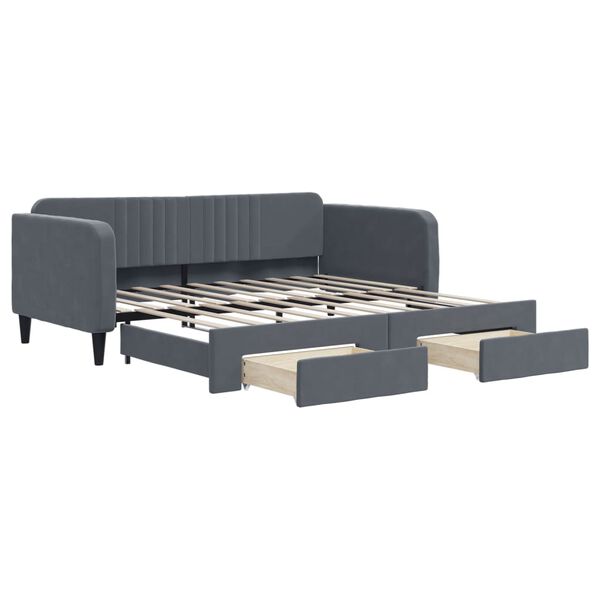 vidaXL Sof&aacute; cama nido con cajones terciopelo gris oscuro 90x190 cm