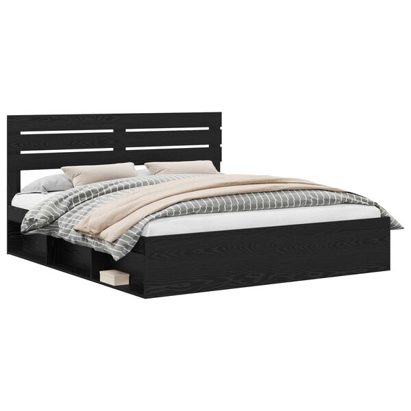 vidaXL Estructura de cama Negro 180 x 200 cm Madera de pino macizo