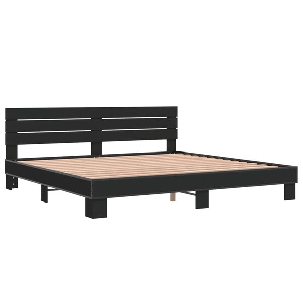 vidaXL Estructura de cama madera de ingenier&iacute;a y metal negro 200x200cm