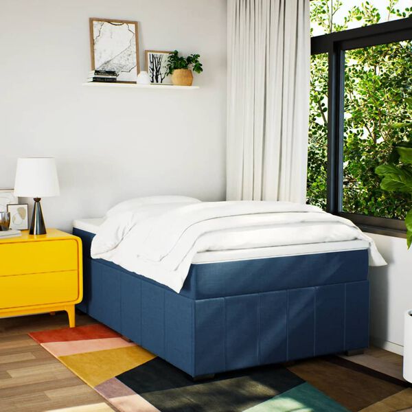 vidaXL Cama box spring con colch&oacute;n tela azul 120x190 cm