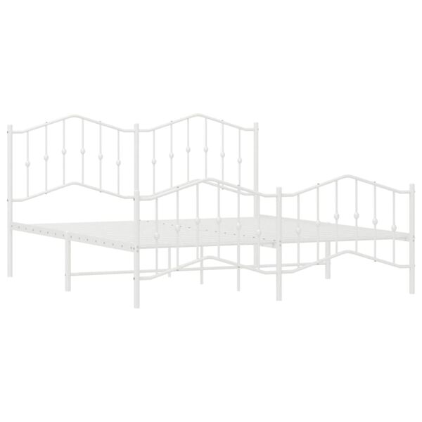 vidaXL Estructura cama sin colch&oacute;n con estribo metal blanco 160x200 cm