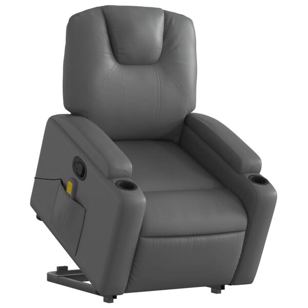 vidaXL Sill&oacute;n reclinable de masaje de pie cuero artificial gris