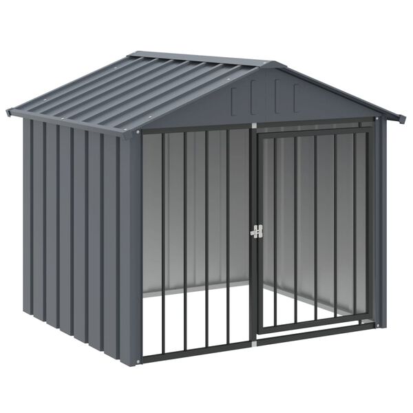 vidaXL Caseta perros con tejado acero galvanizado negro 117x103x102 cm