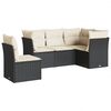 vidaXL Set de muebles de jard&iacute;n 5 pzas y cojines rat&aacute;n sint&eacute;tico negro