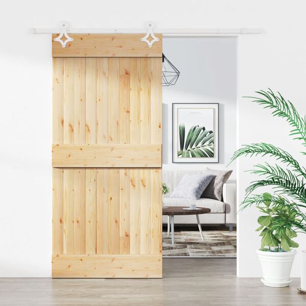 vidaXL Puerta corredera con herrajes madera maciza de pino 95x210 cm