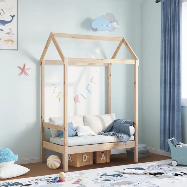 vidaXL Banco con techo madera maciza de pino 117,5x70x176,5 cm