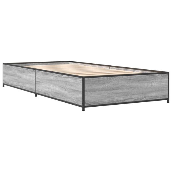 vidaXL Estructura cama madera ingenier&iacute;a metal gris Sonoma 100x200 cm