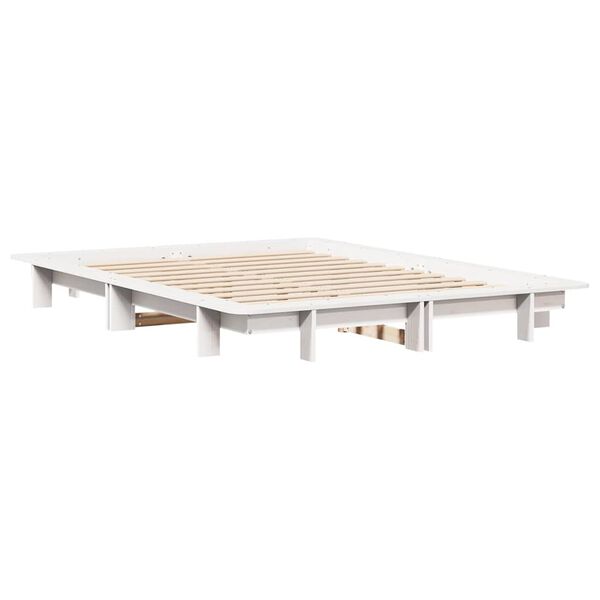 vidaXL Estructura de cama sin colch&oacute;n madera de pino blanca 120x200 cm