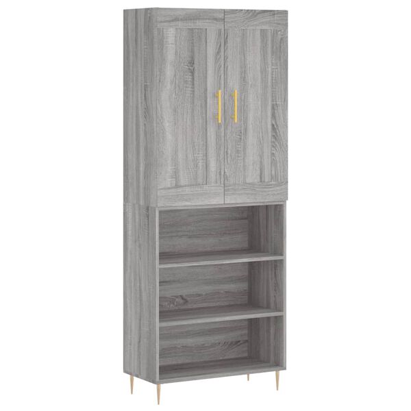 vidaXL Aparador alto madera contrachapada gris sonoma 69,5x34x180 cm