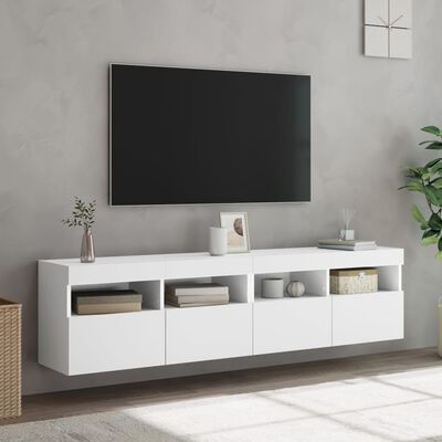 vidaXL Muebles de TV de pared con luces LED 2 uds blanco 80x30x40 cm