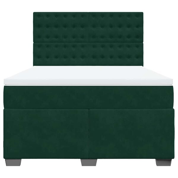 vidaXL Cama box spring con colch&oacute;n terciopelo verde oscuro 140x190 cm
