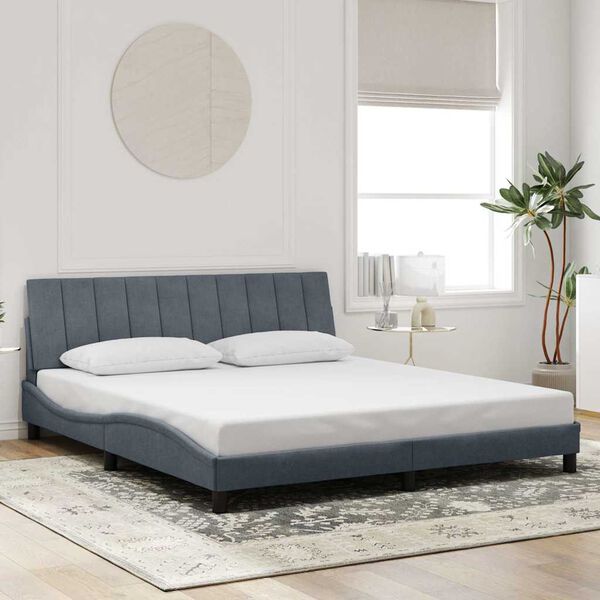 vidaXL Estructura de cama sin colch&oacute;n Hanko terciopelo gris oscuro 180x200cm