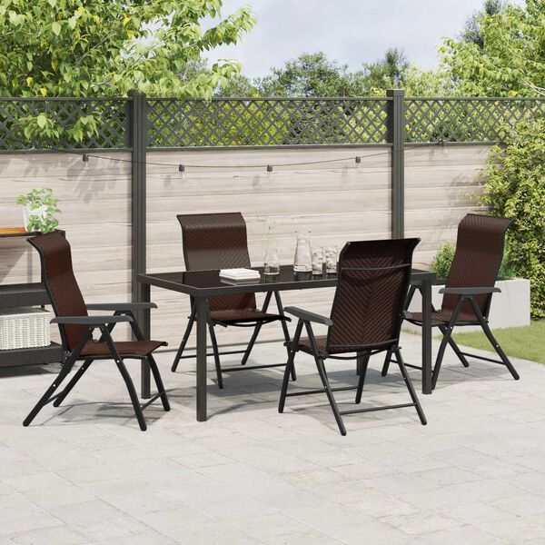 vidaXL Conjunto de Comedor de Jard&iacute;n 5 pcs Marr&oacute;n