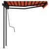 vidaXL Toldo autom&aacute;tico retr&aacute;ctil con postes naranja y marr&oacute;n 3x2,5 m