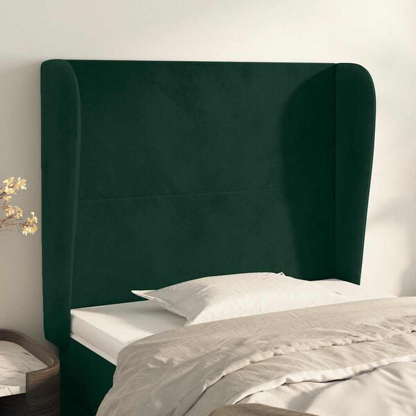 vidaXL Cabecero con orejas de terciopelo verde oscuro 83x23x118/128 cm