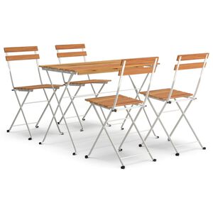 vidaXL Muebles cafeter&iacute;a plegables 5 pzas madera maciza acacia y acero
