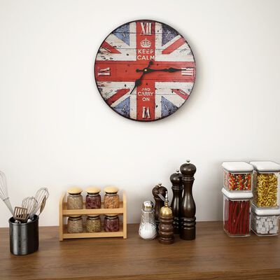 vidaXL Reloj vintage de pared con flores UK 30 cm