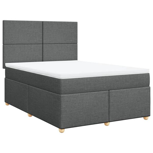 vidaXL Cama box spring con colch&oacute;n tela gris oscuro 140x200 cm