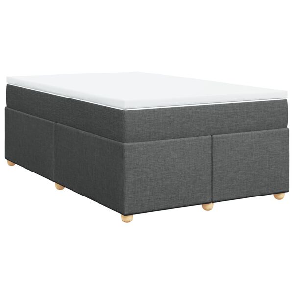 vidaXL Cama box spring con colch&oacute;n tela gris oscuro 120x200 cm